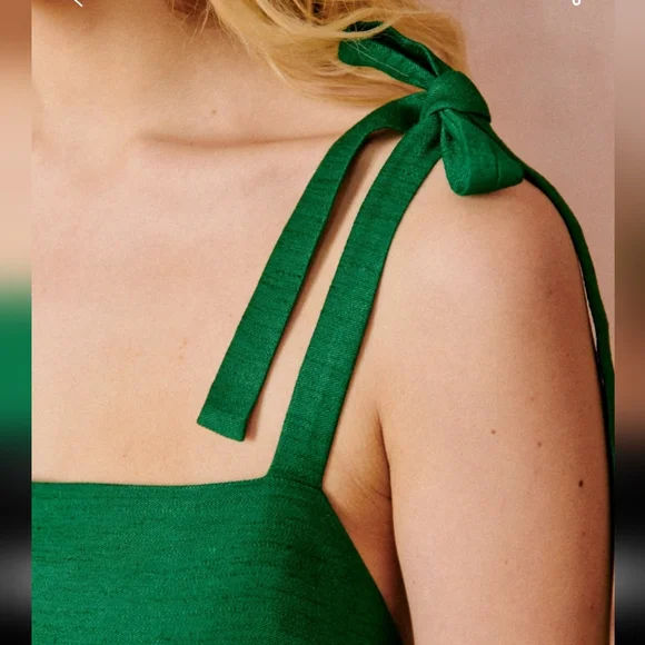 Sezane Gabrielle Green Mini Dress